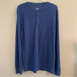 Men's Merona Blue Henley Long-sleeve Shirt